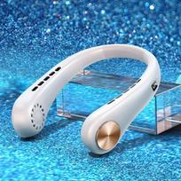 5 Gear 4000mah Hanging Neck Fan Wireless USB Rechargeable Summer Ventilador For Outdoor Cooling Wearable Neckband Leafless Sports balta
