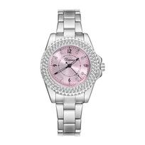 Fashionable Temperament Disc Light Luxury Water Diamond British Ladies Watch Elegant Commuting Daily Steel Band Watch white