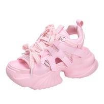 Fashion Songgao Thick Sole Lace up Sports Sandals for Women's New Korean Edition Small Fragrant Style Fashion and Casual Sandals 34 rožinė