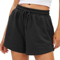 Women's Casual Loose Beach Pants Solid Color Ruffled Pockets Shorts XL juoda