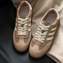 New leather flat-bottomed casual breathable mesh shoes Dexun color matching women's little white shoes 35 abrikosas