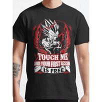 Vegeta  Touch Me  Graphic T-Shirt,Soft Breathable & Fade-Resistant, Classic Fit for Daily Casual Wear S juoda