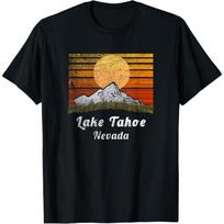 Lake Tahoe Nevada Kalnų Saulėlydžio Scenarijus Marškinėliai(1) S juoda