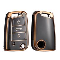 TPU Automobilio Atlenkiamo Raktelio Dangtelis Korpusas Fobas VW Volkswagen Golf 7 MK7 Tiguan MK2 SEAT Ateca Leon FR 2 Ibiza Skoda Octavia A7 juoda