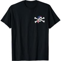 Patriotic American Flag Pirate Men Women Funny USA Flag T-Shirt S juoda