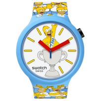 Swatch The Simpsons Collection Quartz Watch 30m Water Resistant 47mm White Dial Bio-Based Material Case Silicone Strap Men watches SB05Z100 White Dial