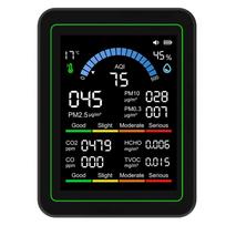 10 in 1 Air Quality Tester CO2 TVOC HCHO PM2.5 PM10 PM10 PM0.3 Portable Air Detector Black