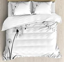 Dandelion Duvet Cover Set, Dandelions Blowing In The Wind Fluffy Flower Decor 2/3 Piece Bedding Set With Pillow Shams, Full Size 135x200cm