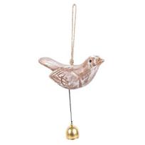 Rustic Wood Bird Wind Chime, Vintage Bird Sculpture Hanging Bell Pendant for Farmhouse, Patio, Garden, Balcony, Window Decor 1pc