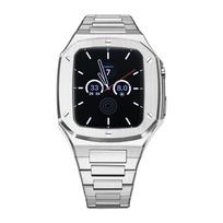 45mm Stainless steel Watch Case Band for Apple Watch 44mm Metal Case Strap for iWatch Series 9 8 7 6 SE 5 4 Modification kit ForSeries789 45mm