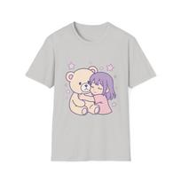 Unisex Softstyle Whimsical Teddy Hug T-Shirt Mens Womens Tees Top – Cute, Anime, Kawaii 2XL