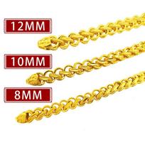 24k Electroplated Sand Gold Men's 8mm10mm12mm Multi-Faceted Wide Keel Necklace Vacuum Gold-Plated Long-Lasting Non-Fading 60cm