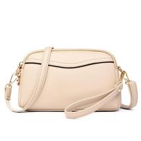 New Fashi Simple Casual Shoulder Messenger Bag, Women's Portable Mobile Phe Bag, Vertical Coin Key Bank Card Shoulder Bag smėlis