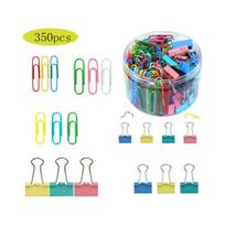350pcs Office Supplies Set Paper Clips Binder Clips Assorted Sizes Durable Metal Construction Multi-Use for Home Office School Organization One Size