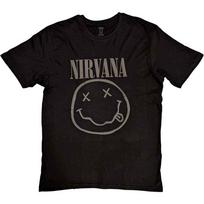 Nirvana Black Happy Face T-Shirt Black New S