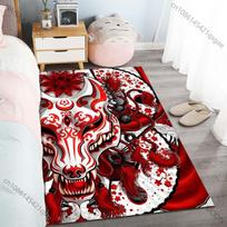 1PC Red and White Mask Totem Carpet for Living Room Bedroom Sofa Home Decor Rus Non-slip Floor Mat Luxury Gift Multiple Sizes 40x60cm