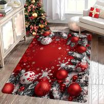1PCS Christmas Snowflake Area Mat Red with Gold and White Santa Claus Living Room Bedroom Decoration Holiday Home Decoration 40x60cm