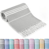 Absorbent Turkish Beach Towel Set Bulk Swim Camping Pool Towels Travel Blanket for Adults Cruise 180x90cm šviesiai pilka spalva