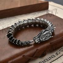 Stainless Steel Dragon Head Bracelet Adjustable Chain Link Men's Bangle Jewelry Accessory for Daily Wear One Size