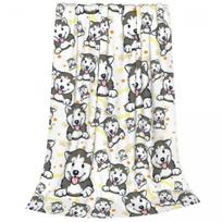 Cute Puppy Husky Flannel Blankets 3D Animal Dog Lovely Cool Customized Throw Blanket Sofa Bedding Lounge 200x150cm Plush Thin 155x200cm rožinė