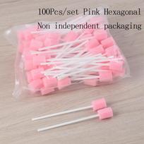100pcs Disposable Oral Care Sponge Swab Tooth Cleaning Mouth Swabs With Stick.'
