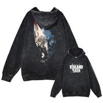 Anime Vinland Saga Hoodies Vintage Washed Thorfinn Hooded Sweatshirts Oversized Retro Harajuku Streetwear Hoodie Men Cotton S