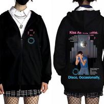 Kiss All The Time Disco Occasionally Zipper Hoodie Men Women Fashion Pop Music Zip Up Jacket Man Sweatshirt S