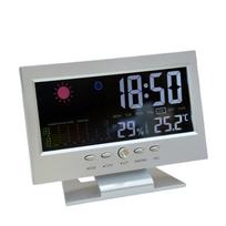 1 Set Thermometer Hygrometer Calendar Digital Lcd Display Temperature And Humidity Meter Multi-Functional Weather Station Clock White