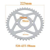 Motorcycle 520 Chains 43T/44T/51T 58mm 125mm Sprockets Rear Back Sprocket Cog fit for Karting ATV Off-road Motorcycle Parts
