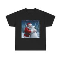 Cozy Christmas Tee, Santa Bear Hug T-Shirt, Unisex Holiday Shirt, Winter Apparel M