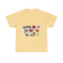 Tulips Floral Print Unisex Heavy Cotton Tee, Spring Fashion, Flower Lovers Gift 4XL