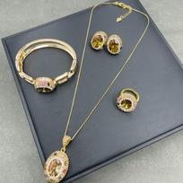 Turkish Sultan Stone Exquisite Point Diamond Tourmaline Four-piece Set, Electroplating High-end Fashion Necklace