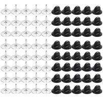 80Sets Metal Pin Rubber Pin Backs Secure Clasp Pin Cap Keeper Butterfly Clutch  Uniform Badges 80 Sets
