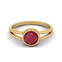 1.05 Cts Round Shape Bezel Set Ruby Solitaire 925 Sterling Silver Gold Vermeil Split Shank Engagement Rings 7