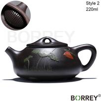 BORREY Autentiškas Yixing violetinio molio arbatinukas 220 ml Mini Zisha molio rankų darbo arbatinukas Juodas Kung Fu arbatos rinkinys Puer Oolong arbatinukas Style 2(220ml)
