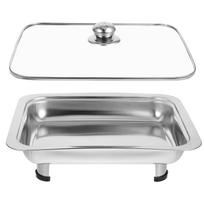 Steel Buffet Grilling Plate Food Holder Stainless-steel Pan for Party Metal Tray Bread Serving Four-leg Dishes