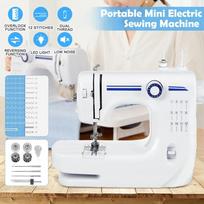 12 siūlių mini elektrinė siuvimo mašina su dviguba adata 110–220 V reguliuojamas stalinis buitinis LED šviesos kojinis pedalas namuose Besimokantiesiems pradedantiesiems