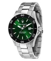 Maserati Competizione Stainless Steel Green Sunray Dial Quartz R8853100038 100M Men's Watch