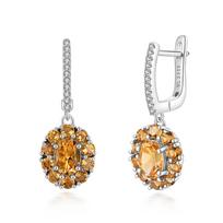 Brilliant and elegant natural Citrine 925 sterling silver earrings for ladies' birthday and anniversary gifts M balta