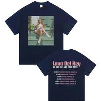 Lana Del Rey UK and Ireland Tour 2025 T-shirt Men Women Hip Hop Fashion Trend Short Sleeve T Shirts Summer Unisex Pop Streetwear S tamsiai mėlyna spalva