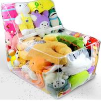 Inflatable Transparent Bean Bag Sofa with Storage for Dolls