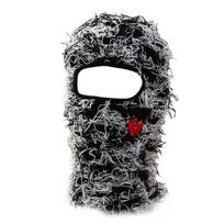 Autumn Knit Balaclava for Teenagers Keeping Warm Protecting Neck Hat Windproof balta juoda spalva