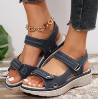Large Casual Women Sandals Sporty Style Velcro Comfortable Fish Mouth Outdoor Beach Slide Sandals 36 tamsiai mėlyna spalva