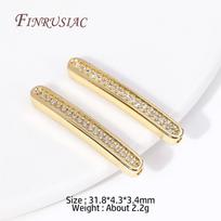 3 Colors 18K Gold Plated Bracelet Accessories,Brass With Zircon Long Strip Spacer Separator Bead For DIY Jewelry making Supplies 1 Piece