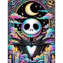 Disney 5D DIY Diamond Painting Jack Psychedelic Neon Style Illustration Full Round Diamond Mosaic Cartoon Cross Embroidery Art Painting HomeDecoration Round 20x30cm