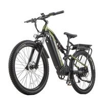 BURCHDA B27 1500W pikinės galios elektrinis dviratis suaugusiems, 48V 20Ah, 80KM ilgas nuotolis, pilna pakaba, 27,5  storos padangos, visureigis, kalnų elektrinis dviratis, 9 pavaros žalia