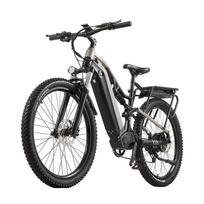 BURCHDA B27 1500W pikinės galios elektrinis dviratis suaugusiems, 48V 20Ah, 80KM ilgas nuotolis, pilna pakaba, 27,5  storos padangos, visureigis, kalnų elektrinis dviratis, 9 pavaros pilka spalva