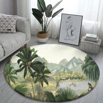 Lotoso Peizažas Apvalus Kilimas Kėdės Sofos Kilimai Namų Svetainės Miegamojo Vonios Kambario Grindų Kilimėlis Spausdinti Namų Dekoro Elementai Diameter 60cm