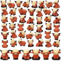 30 Pcs Mini Resin Highland Cow Figurines Bulk Mini Cow Figurines Cute Resin Miniature Sculpture Ornament Highland Cows Gifts for Landscape Garden Deco 30pcs