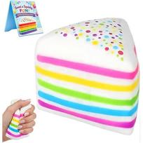 Rainbow Cake Squishy, Jumbo Slow Rising Squeeze Fidget Sensory Toy, Giant Layer Cake Slice Soft Stress Relief Squishy for Adults Birthday Gift Party F 1pcs